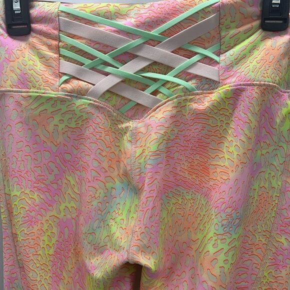 Fabletics powerhold XS multi color leggings pink orange lime - Picture 5 of 5